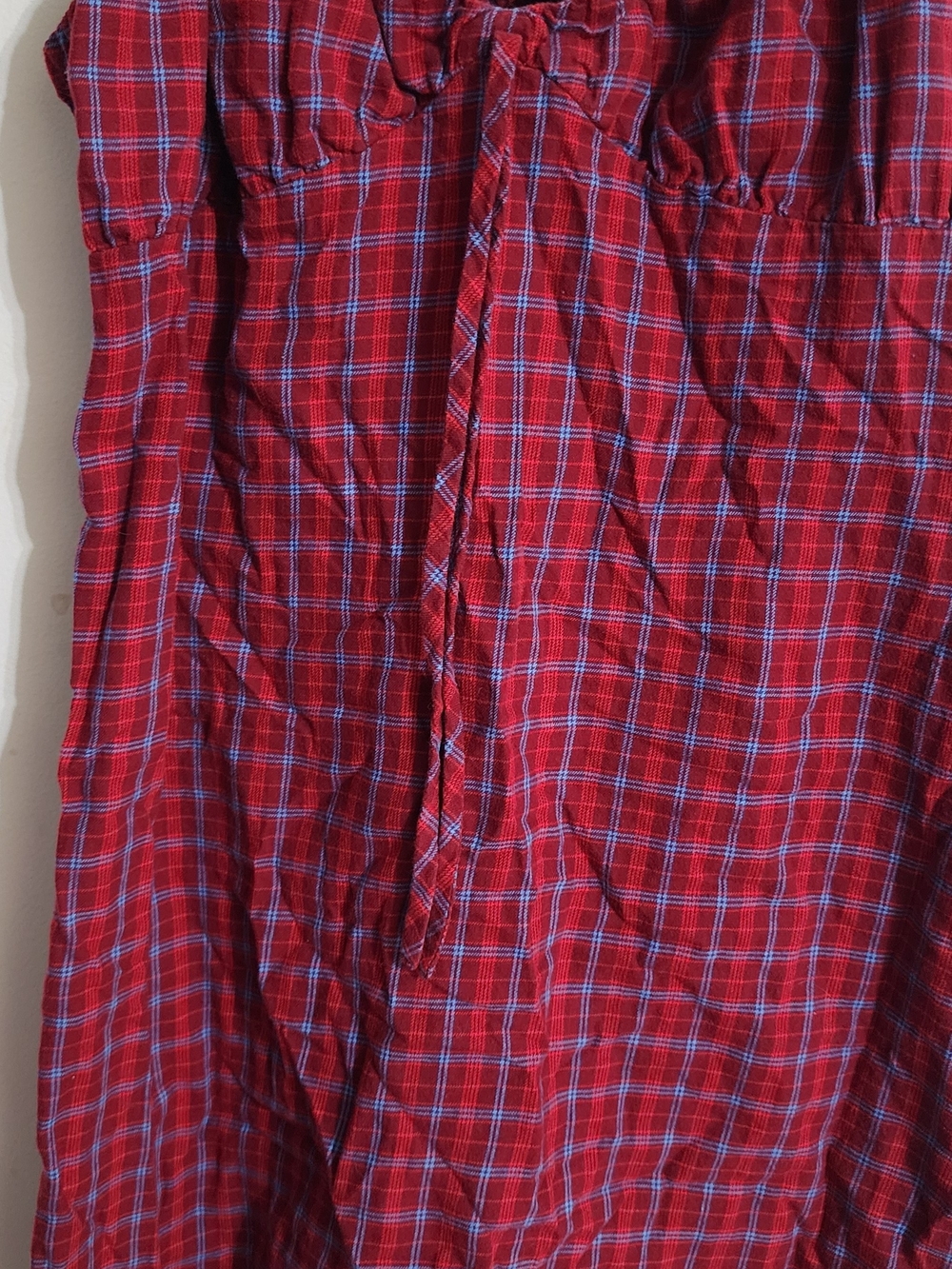 Wild Fable Red Blue Plaid Tie Front Babydoll Mini Dress XL - Picture 2 of 5